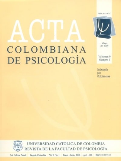 Libro: Revista acta colombiana de psicología. Vol. 9, No. 1 - Autor: Facultad de Psicología - Isbn: 01239155